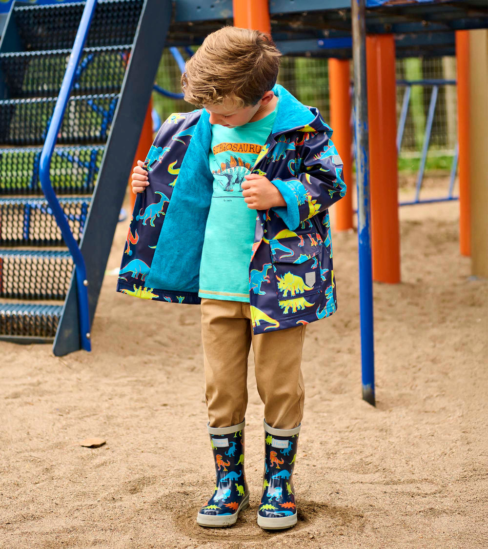 Hatley Boys Neon Dinos Rain Jacket