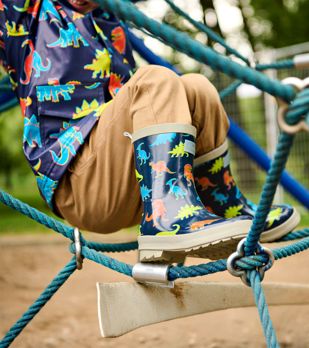 Hatley Boys Neon Dinos Shiny Rain Boots